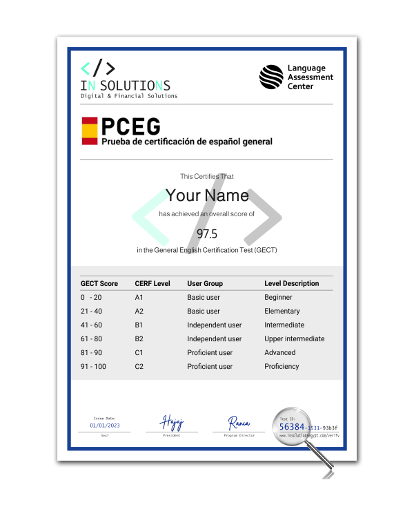 General Spanish Test PCEG