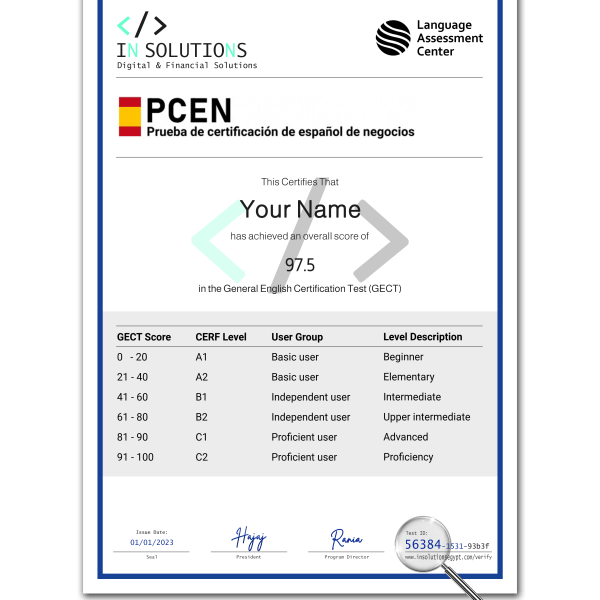 Business Spanish Test PCEN