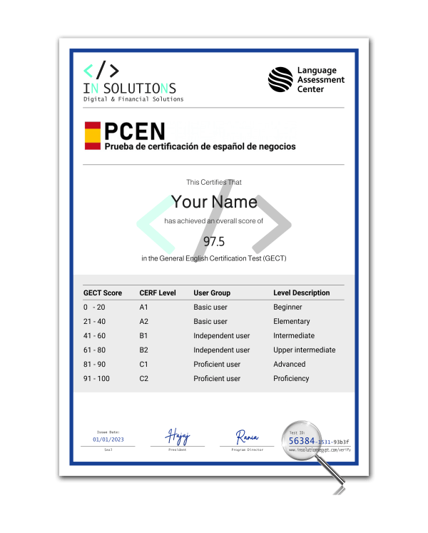 Business Spanish Test PCEN